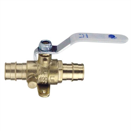 APOLLO EXPANSION PEX 3/4 in. Brass PEX-A Barb Ball Valve with Drain and Mounting Pad EPXV34WD